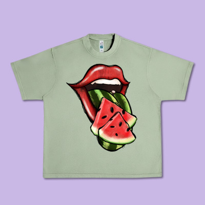 Watermelon Tongue Urban Heavy Tee Designed By Jasminsmagicworld