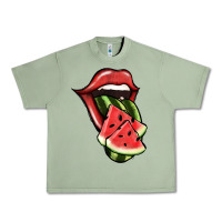Oil Green Watermelon Tongue Urban Heavy Tee - Jasminsmagicworld