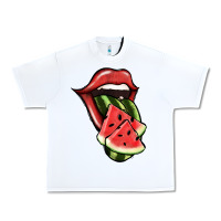 White Watermelon Tongue Urban Heavy Tee - Jasminsmagicworld