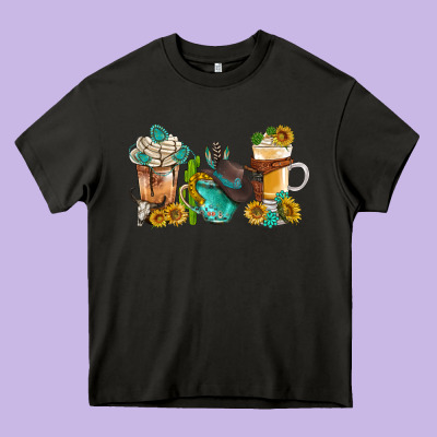 Western Coffee Cups With Sunflower And Gemstone Bbs Heavy Core Tee Designed By Bundleandbundleshop