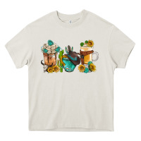 Cream western coffee cups with sunflower and gemstone bbs Heavy Core Tee - BundleAndBundleShop