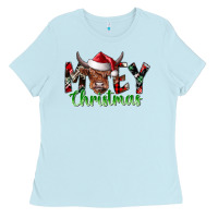Baby Blue moey Christmas Ladies Tee - CowhideDigitalArt