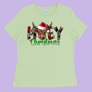 Moey Christmas Ladies Tee Designed By Cowhidedigitalart