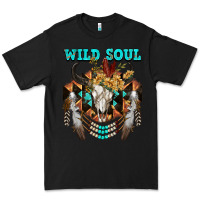 Black Wild Soul Bull Skull Premium Tee - FaDigitalArtStudio
