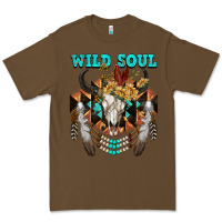 Cacao Wild Soul Bull Skull Premium Tee - FaDigitalArtStudio