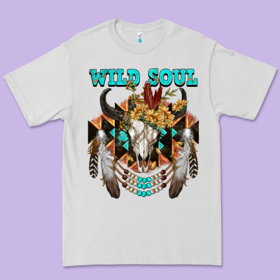 Wild Soul Bull Skull Premium Tee Designed By Fadigitalartstudio