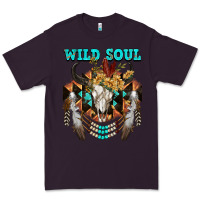 Plum Wild Soul Bull Skull Premium Tee - FaDigitalArtStudio