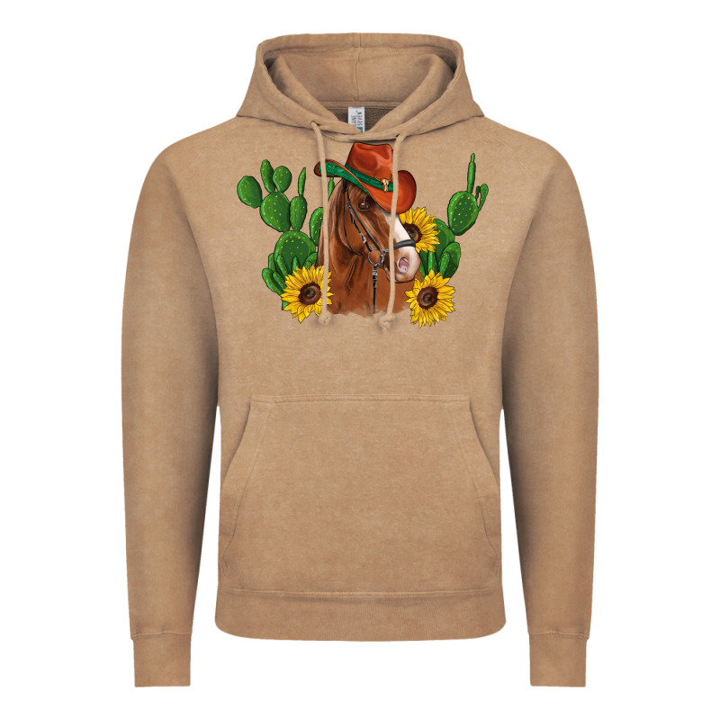 Western Horse Cowboy Hat Cactus Sunflowers Vintage Hoodie by Artiststas | Teevron