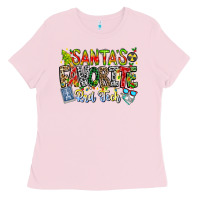 Bubblegum Pink Santa's Favorite Rad Tech Ladies Tee - CowhideDigitalArt