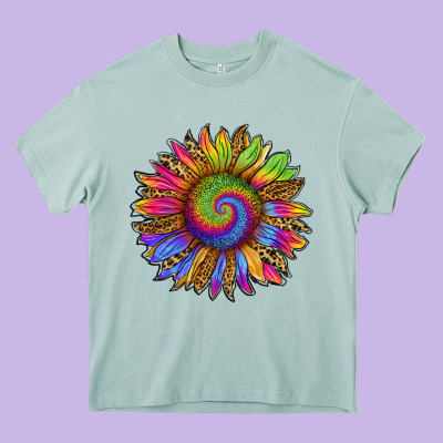 Tie Dye Sunflower Heavy Core Tee Designed By Ranaportraitstore