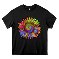 Black tie dye sunflower Heavy Core Tee - RanaPortraitStore