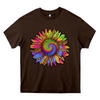 Chocolate Brown tie dye sunflower Heavy Core Tee - RanaPortraitStore