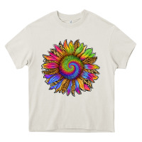Cream tie dye sunflower Heavy Core Tee - RanaPortraitStore