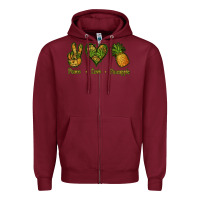 Burgundy Peace Love Pineapple Zipper Hoodie - Jasminsmagicworld