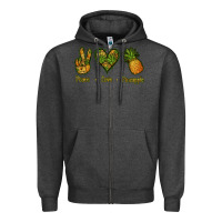 Charcoal Heather Peace Love Pineapple Zipper Hoodie - Jasminsmagicworld