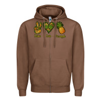Chestnut Peace Love Pineapple Zipper Hoodie - Jasminsmagicworld