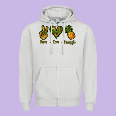 Peace Love Pineapple Zipper Hoodie Designed By Jasminsmagicworld