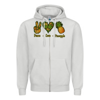 Dove Grey Peace Love Pineapple Zipper Hoodie - Jasminsmagicworld