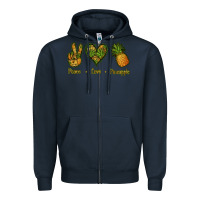 Navy Peace Love Pineapple Zipper Hoodie - Jasminsmagicworld