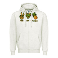 Oatmeal Heather Peace Love Pineapple Zipper Hoodie - Jasminsmagicworld