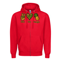 Red Peace Love Pineapple Zipper Hoodie - Jasminsmagicworld