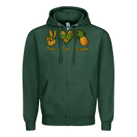 Sports Green Peace Love Pineapple Zipper Hoodie - Jasminsmagicworld