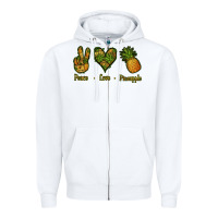 White Peace Love Pineapple Zipper Hoodie - Jasminsmagicworld