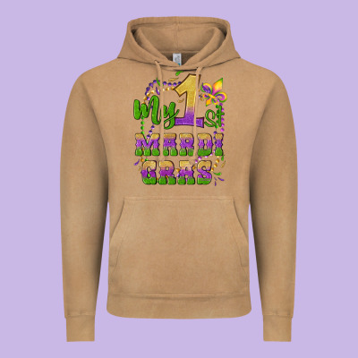 My First Mardi Gras Glitter Fleur De Lis Vintage Hoodie Designed By Artiststas