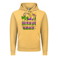 Vintage Mustard my first mardi gras glitter fleur de lis Vintage Hoodie - Artiststas