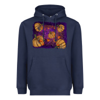 Navy halloween leaves tool leather backround Heavyweight Hoodie - RanaPortraitStore
