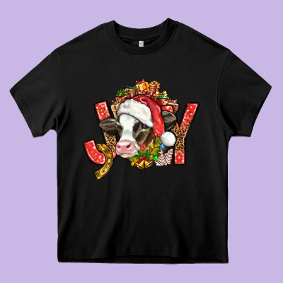 Joy Christmas With Cow Bbs Heavy Core Tee Designed By Bundleandbundleshop
