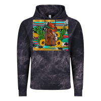 Western Horse Cowboy Hat Cactus Sunflowers Glitter Cowhide Serape Turq Vintage Hoodie | Teevron