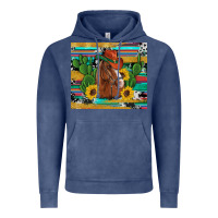 Vintage Denim western horse cowboy hat cactus sunflowers glitter cowhide serape turq Vintage Hoodie - Artiststas