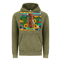 Vintage Olive western horse cowboy hat cactus sunflowers glitter cowhide serape turq Vintage Hoodie - Artiststas