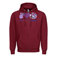 Burgundy Peace Love Hairstylist Zipper Hoodie - Jasminsmagicworld