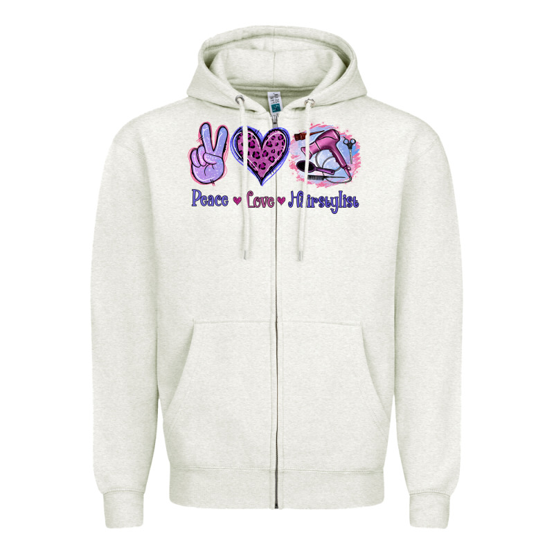 Peace Love Hairstylist Zipper Hoodie by Jasminsmagicworld | Teevron