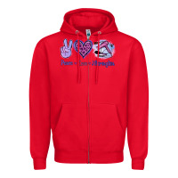 Red Peace Love Hairstylist Zipper Hoodie - Jasminsmagicworld