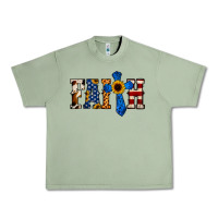 Oil Green American Flag Faith Urban Heavy Tee - Jasminsmagicworld