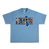 Pebble Blue American Flag Faith Urban Heavy Tee - Jasminsmagicworld