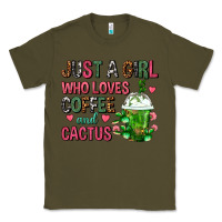 Army Green Just A Girl Who Loves Coffee And Cactus Frappe Classic Tee - FaDigitalArtStudio