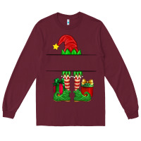Burgundy christmas elf custom name Long Sleeve Tee - Artiststas