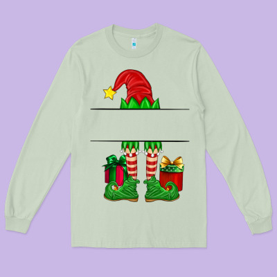 Christmas Elf Custom Name Long Sleeve Tee Designed By Artiststas