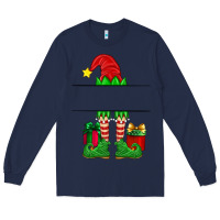Navy christmas elf custom name Long Sleeve Tee - Artiststas