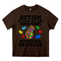 Chocolate Brown Autism grizzlies Heavy Core Tee - FaDigitalArtStudio