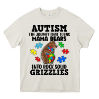 Cream Autism grizzlies Heavy Core Tee - FaDigitalArtStudio