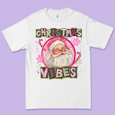 Pink Christmas Vibes Santa Premium Tee Designed By Fadigitalartstudio