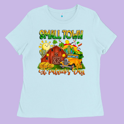Small Town St Patricks Day Ladies Tee Designed By Cowhidedigitalart