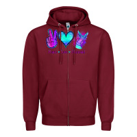 Burgundy Peace Love Mermaid Zipper Hoodie - Jasminsmagicworld