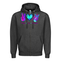 Charcoal Heather Peace Love Mermaid Zipper Hoodie - Jasminsmagicworld