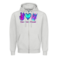 Dove Grey Peace Love Mermaid Zipper Hoodie - Jasminsmagicworld
